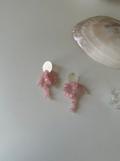 Shell Pink Crystal Earrings - Lumivault