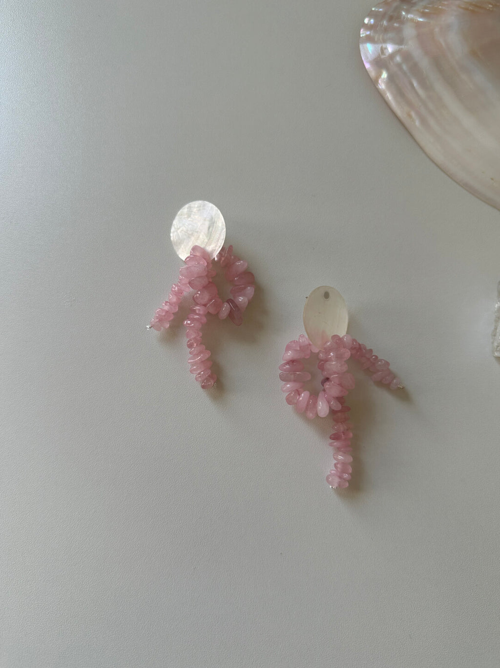 Shell Pink Crystal Earrings,Lumivault.
