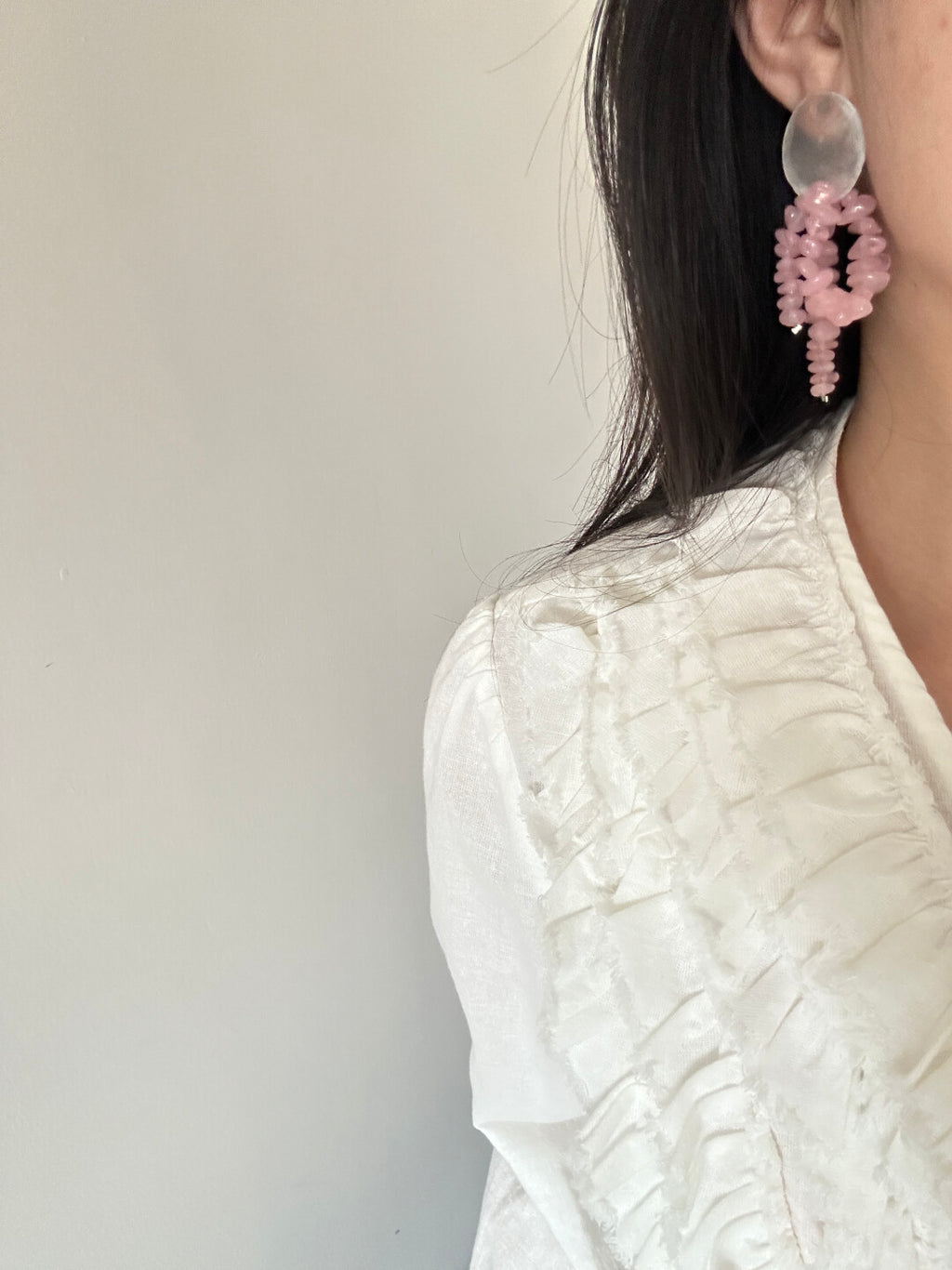 Shell Pink Crystal Earrings,Lumivault.