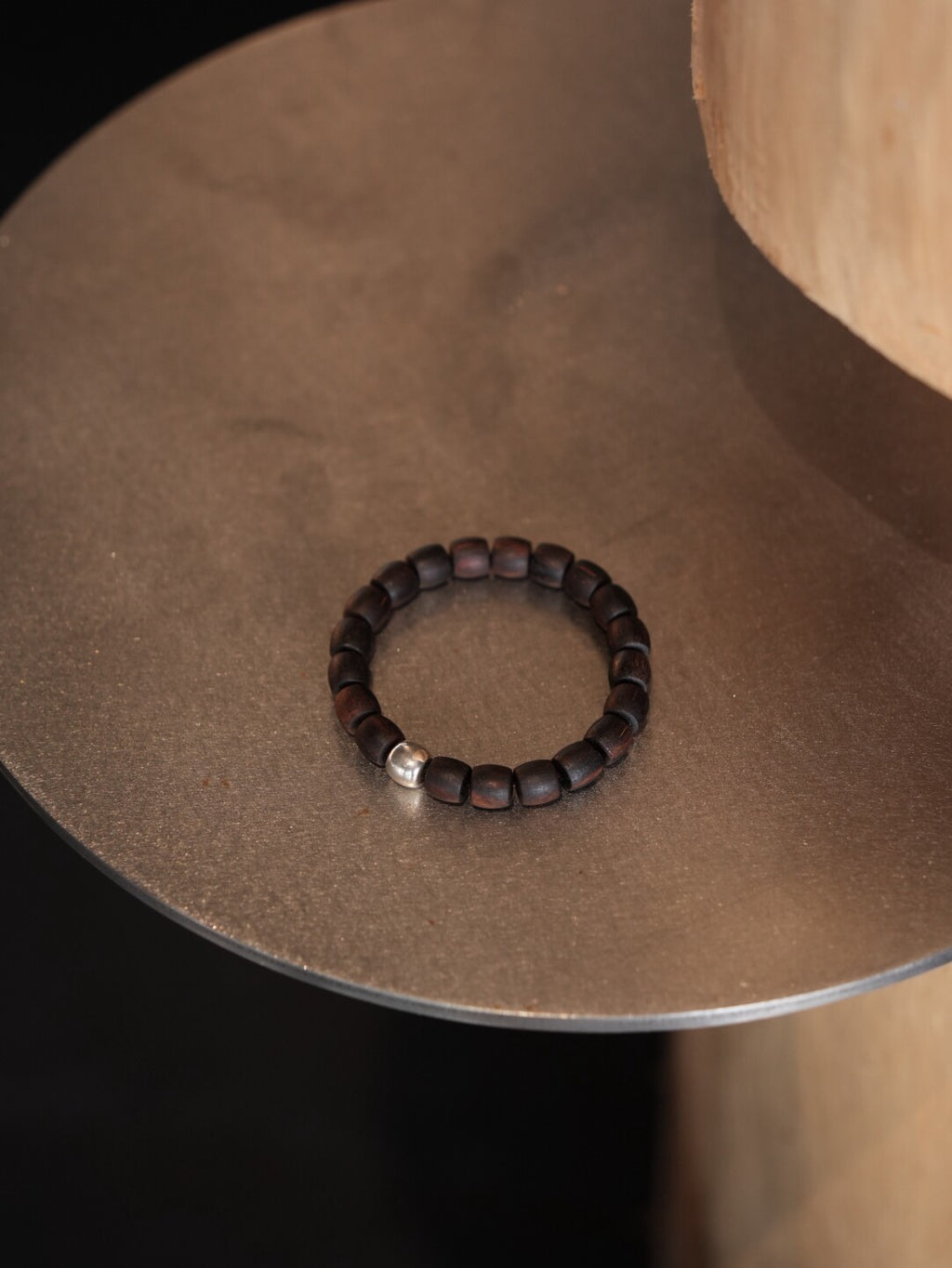 Mirror Silver Agarwood Beaded Bracelet,Lumivault.