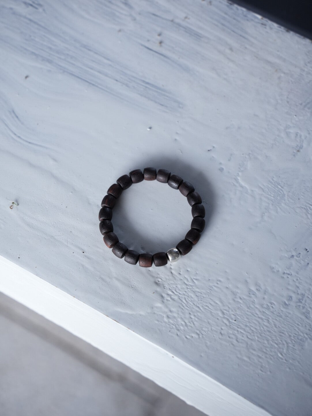 Mirror Silver Agarwood Beaded Bracelet,Lumivault.