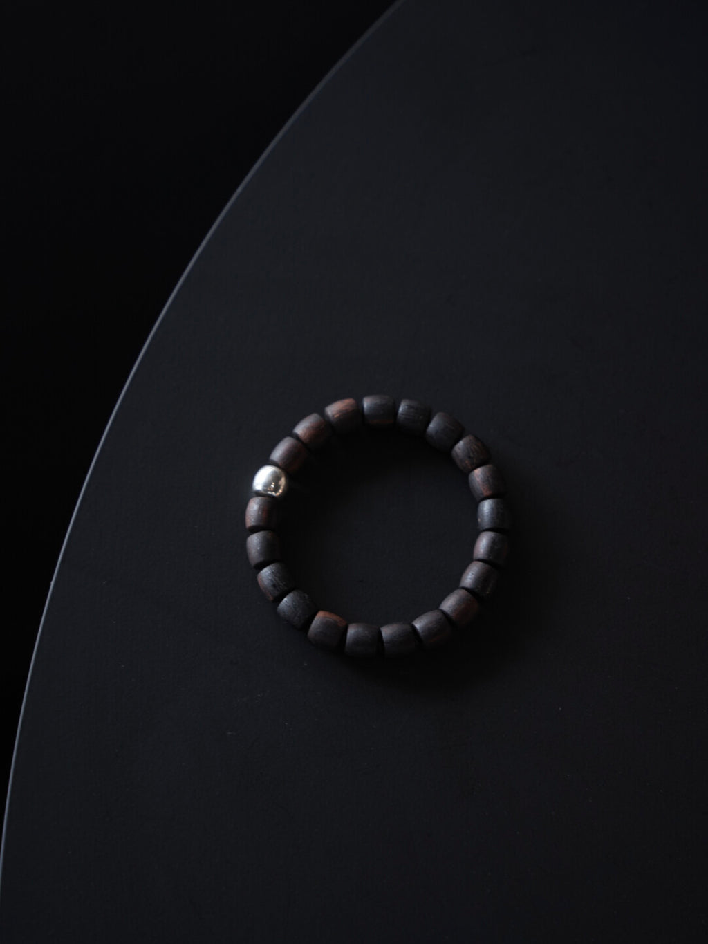 Mirror Silver Agarwood Beaded Bracelet,14cm (total length about 17cm),Lumivault.