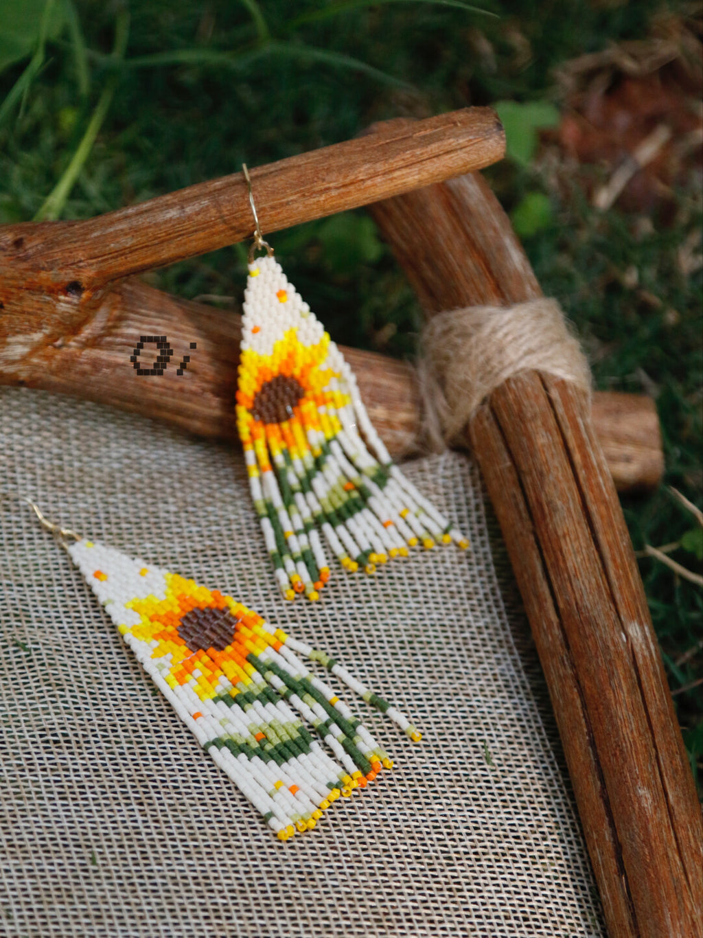Monet's Garden Sunflowers MIYUKI Beaded Earrings,Lumivault.