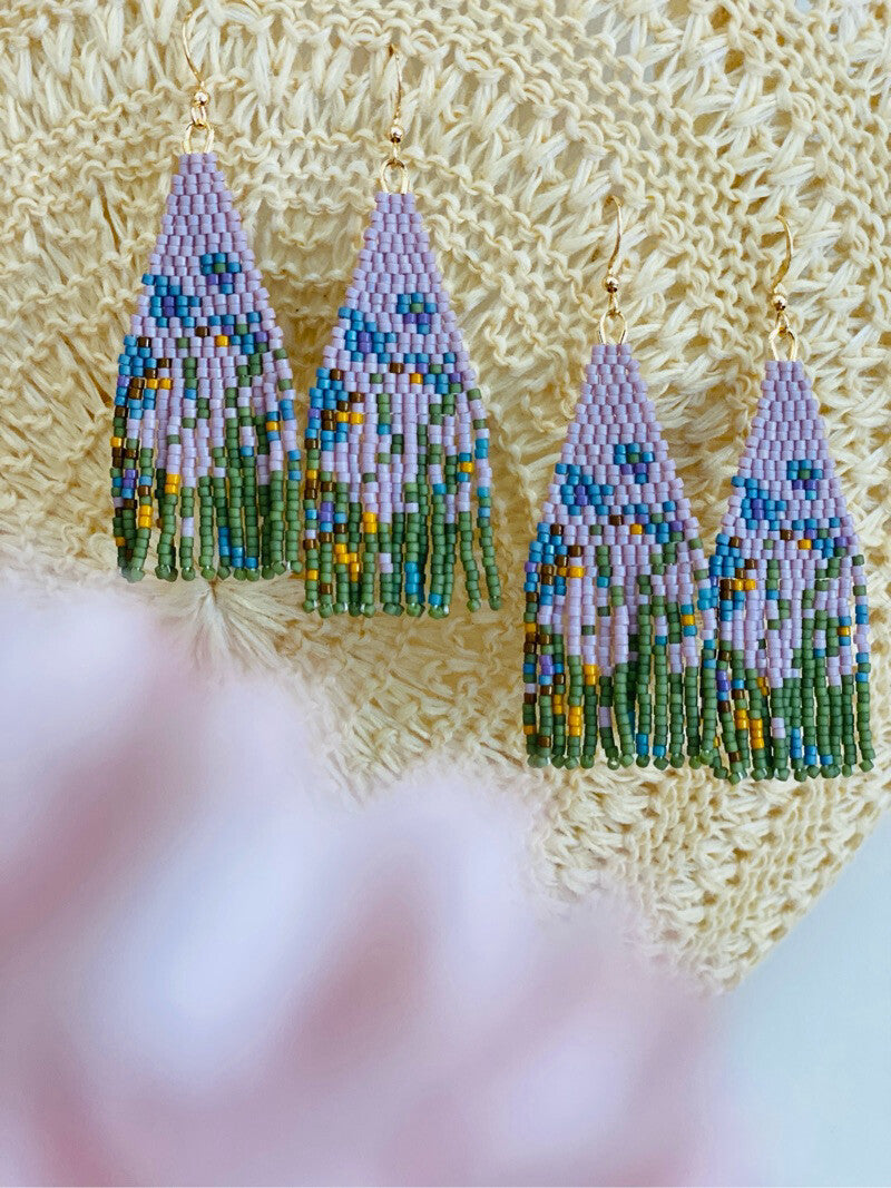 Monet's Irises MIYUKI Beaded Earrings,Lumivault.