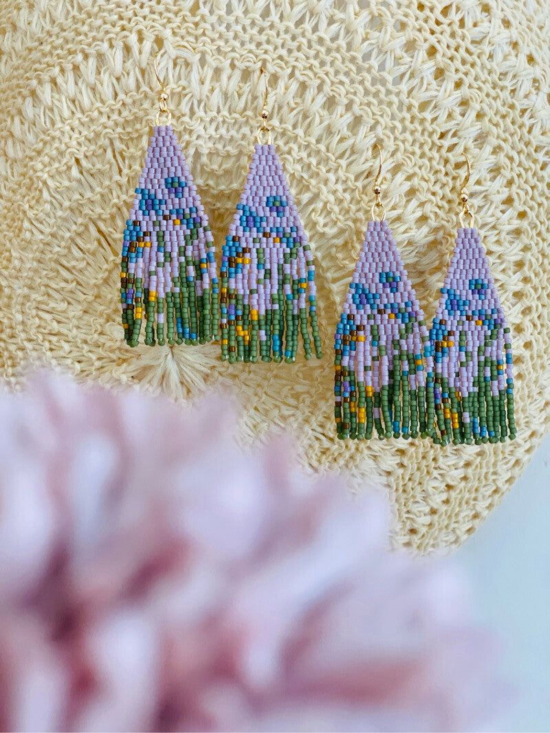 Monet's Irises MIYUKI Beaded Earrings,Lumivault.