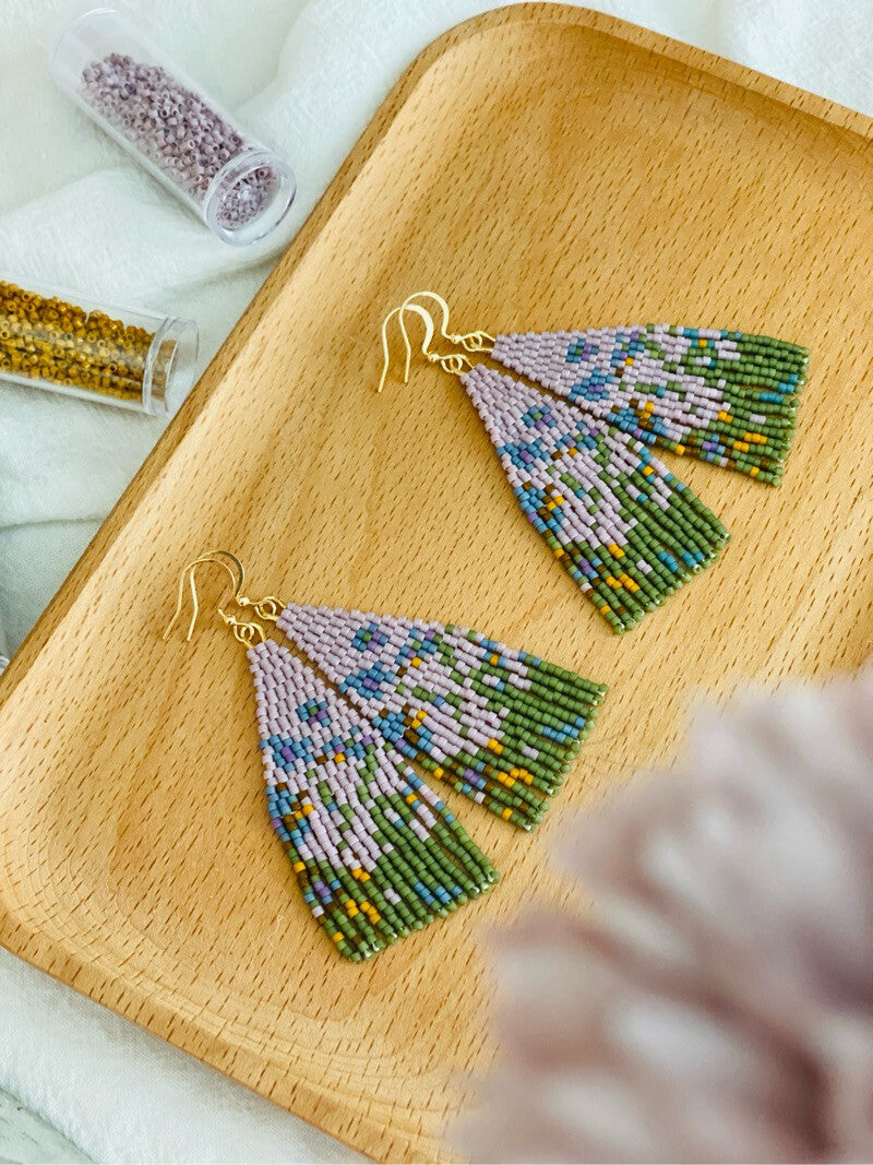 Monet's Irises MIYUKI Beaded Earrings,Lumivault.