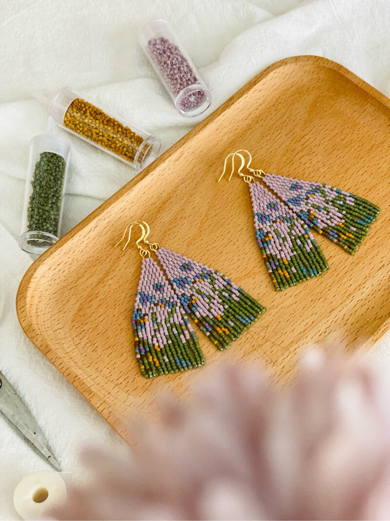 Monet's Irises MIYUKI Beaded Earrings,Lumivault.