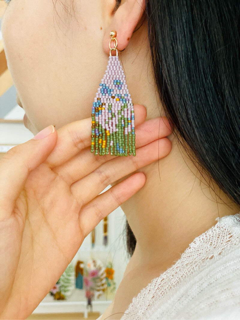 Monet's Irises MIYUKI Beaded Earrings,Lumivault.