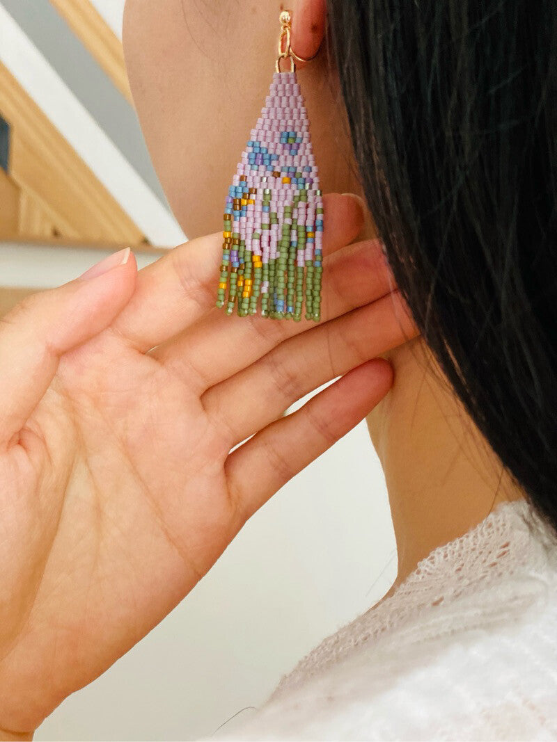 Monet's Irises MIYUKI Beaded Earrings,Lumivault.