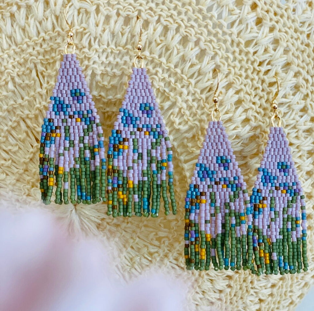 Monet's Irises MIYUKI Beaded Earrings,Lumivault.