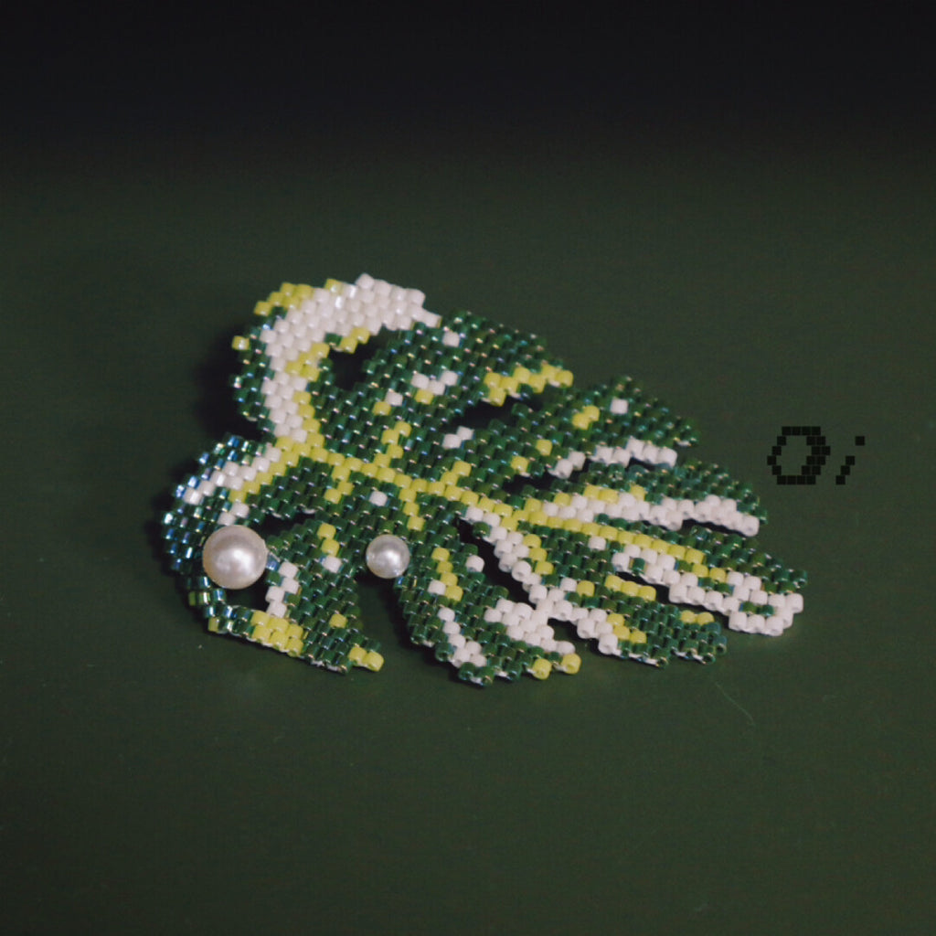 Monstera Beaded Brooch,Lumivault.