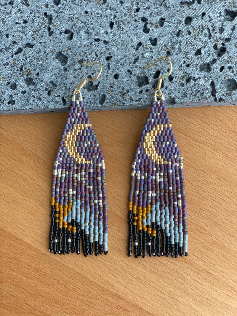 Moon and Sixpence MIYUKI Beaded Earrings,Lumivault.