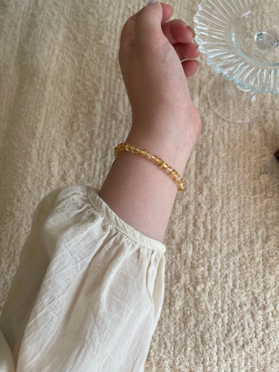 Moon & Stars Natural Crystal Beaded Bracelet,Lumivault.