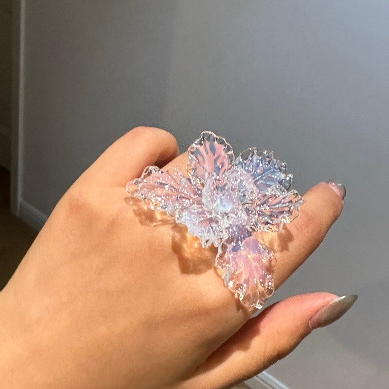 Moonlight White Iris Ring,Lumivault.