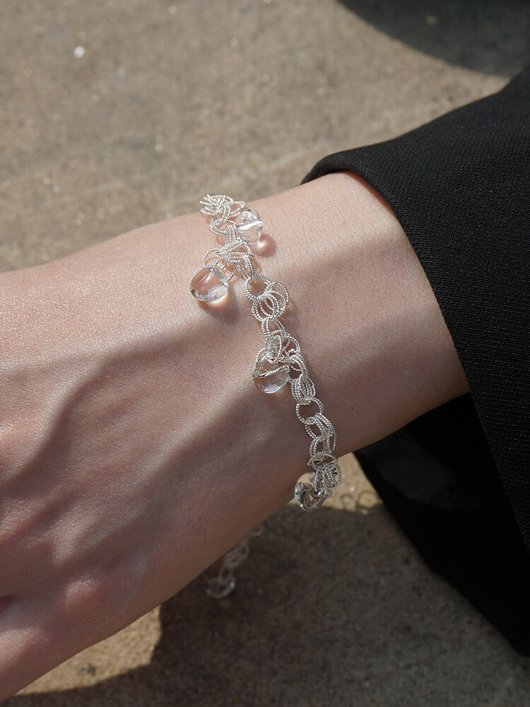 Morning Dew Silver Filigree Bracelet,Lumivault.