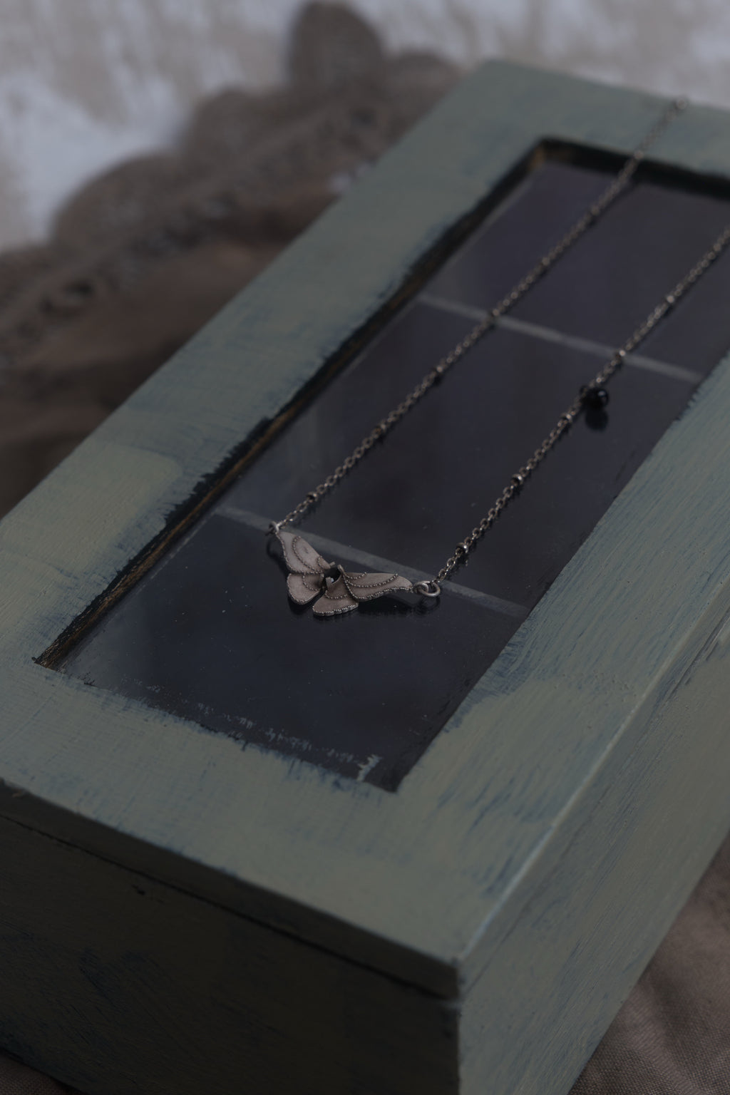 Moth Black Onyx Necklace,Lumivault.