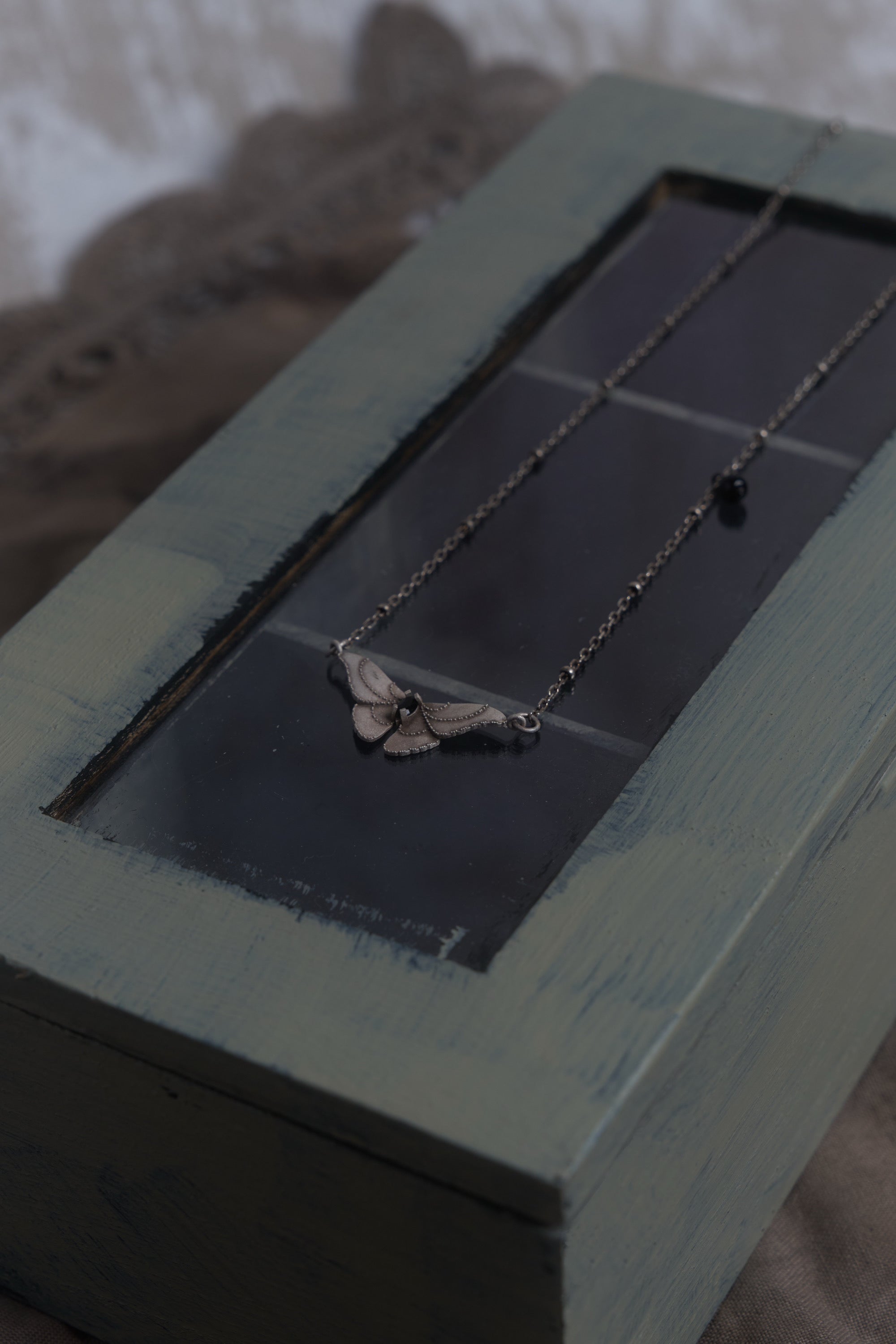 Moth Black Onyx Necklace,Lumivault.
