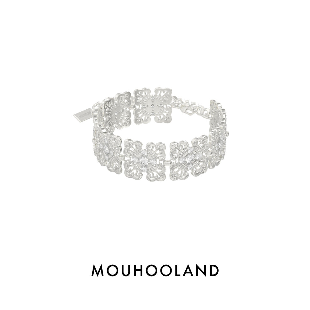 Mouhoodland Lace Cross Flower Bracelet,Lumivault.