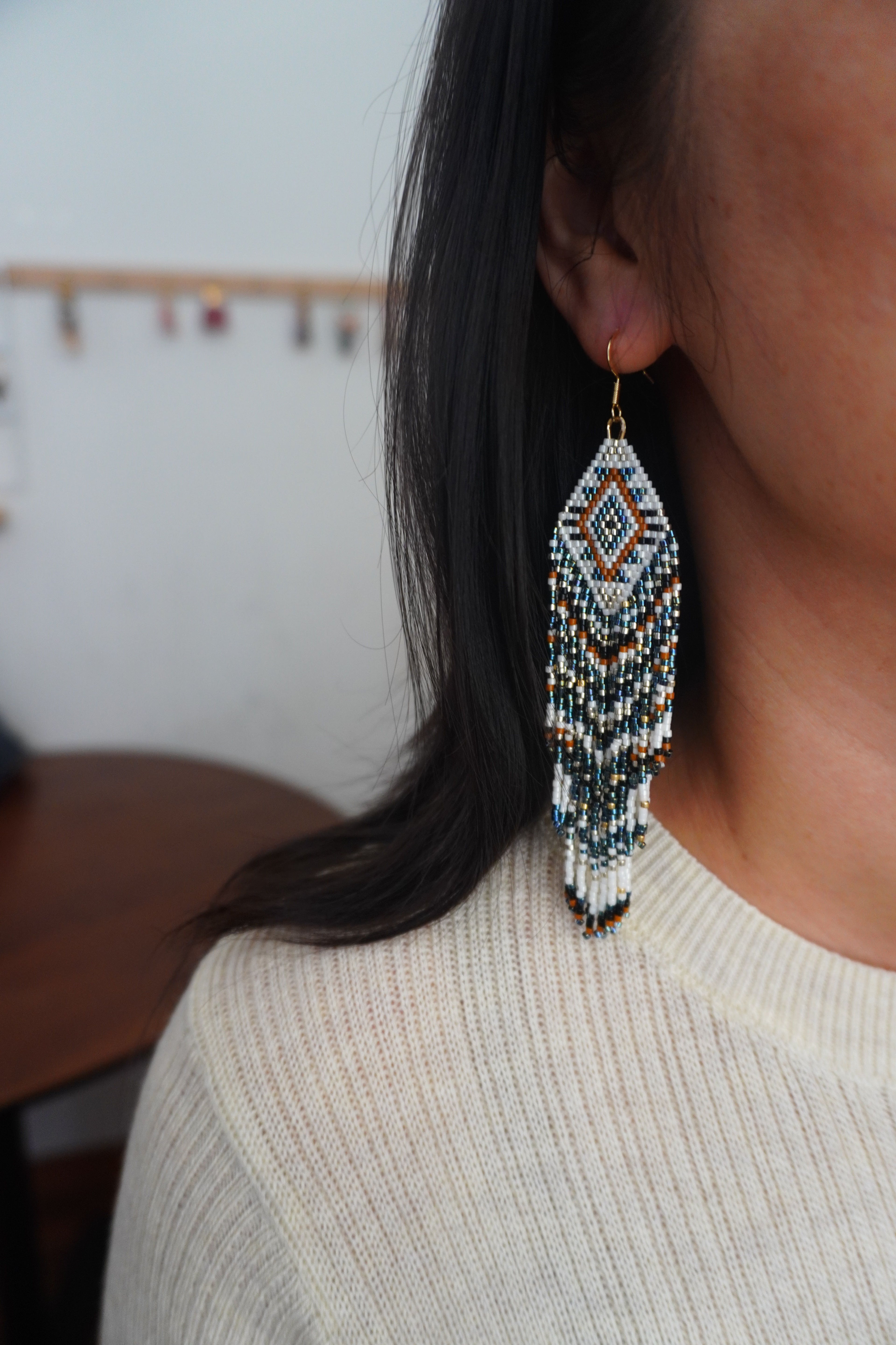 Native American MIYUKI Beaded Earrings,Lumivault.