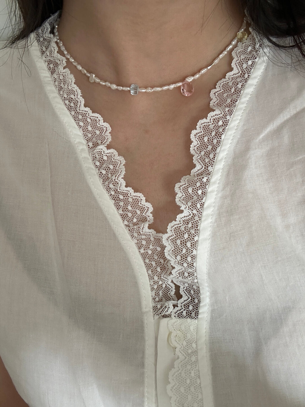 Natural Stone Pearl Colorful Necklace,Lumivault.