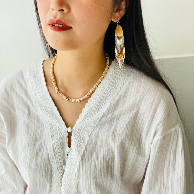Natural Flower MIYUKI Beaded Earrings,Lumivault.