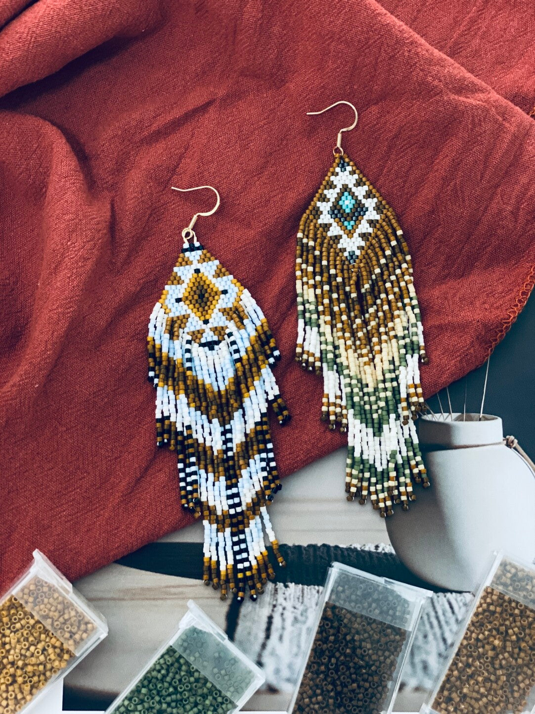 Nomadic Time Boho MIYUKI Beaded Earrings,Lumivault.