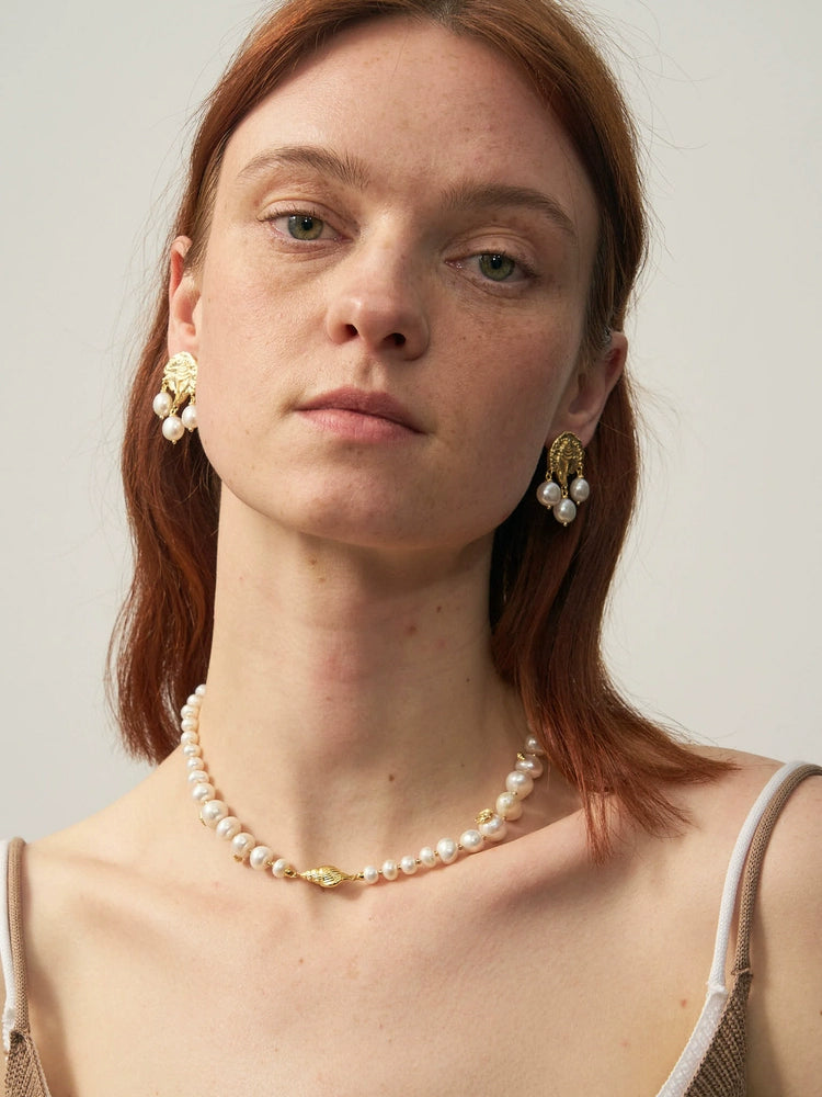 Retro Gold Coin Pearl Necklace,Lumivault.