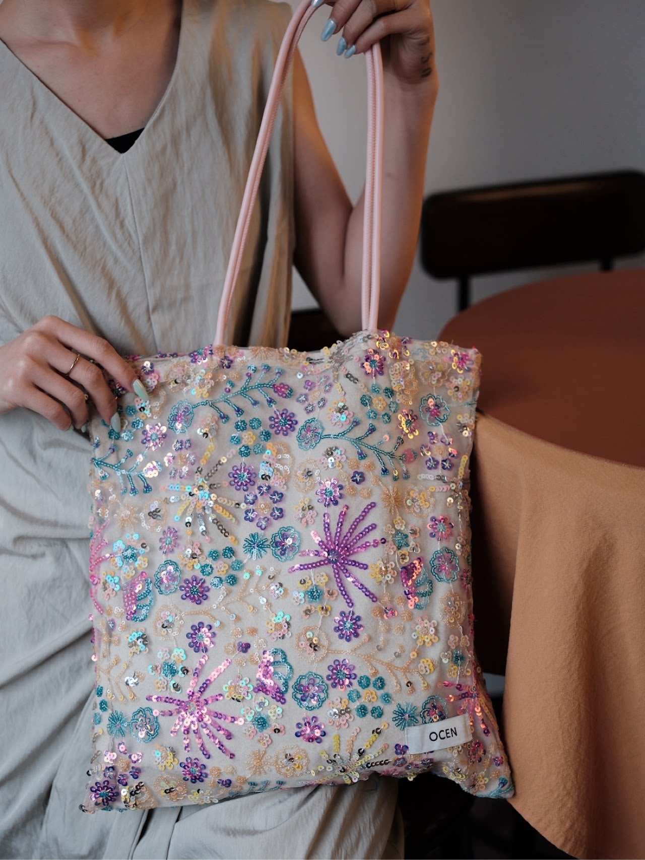 Starlit Bloom Sequin Tote Bag - Lumivault