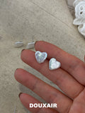 Cute Baroque Pearl Stud Earrings,Heart,Lumivault.