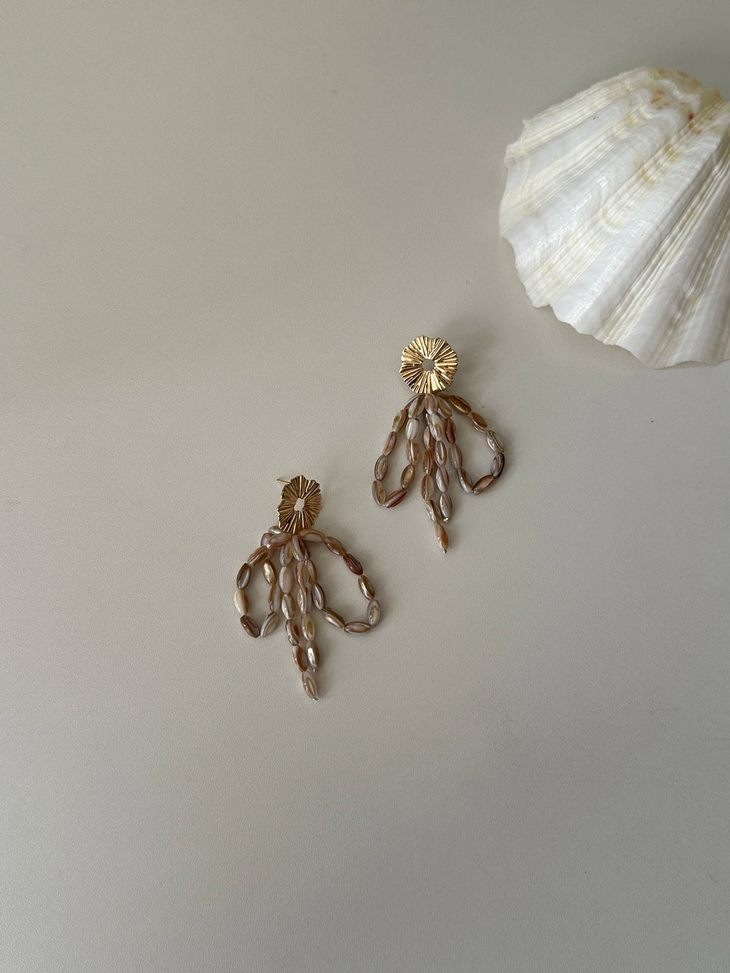 Bronze Mother of Pearl Tassel Earrings - Lumivault