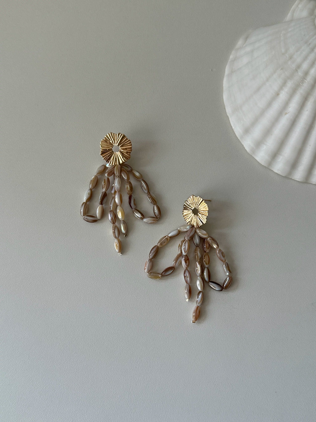 Bronze Mother of Pearl Tassel Earrings - Lumivault