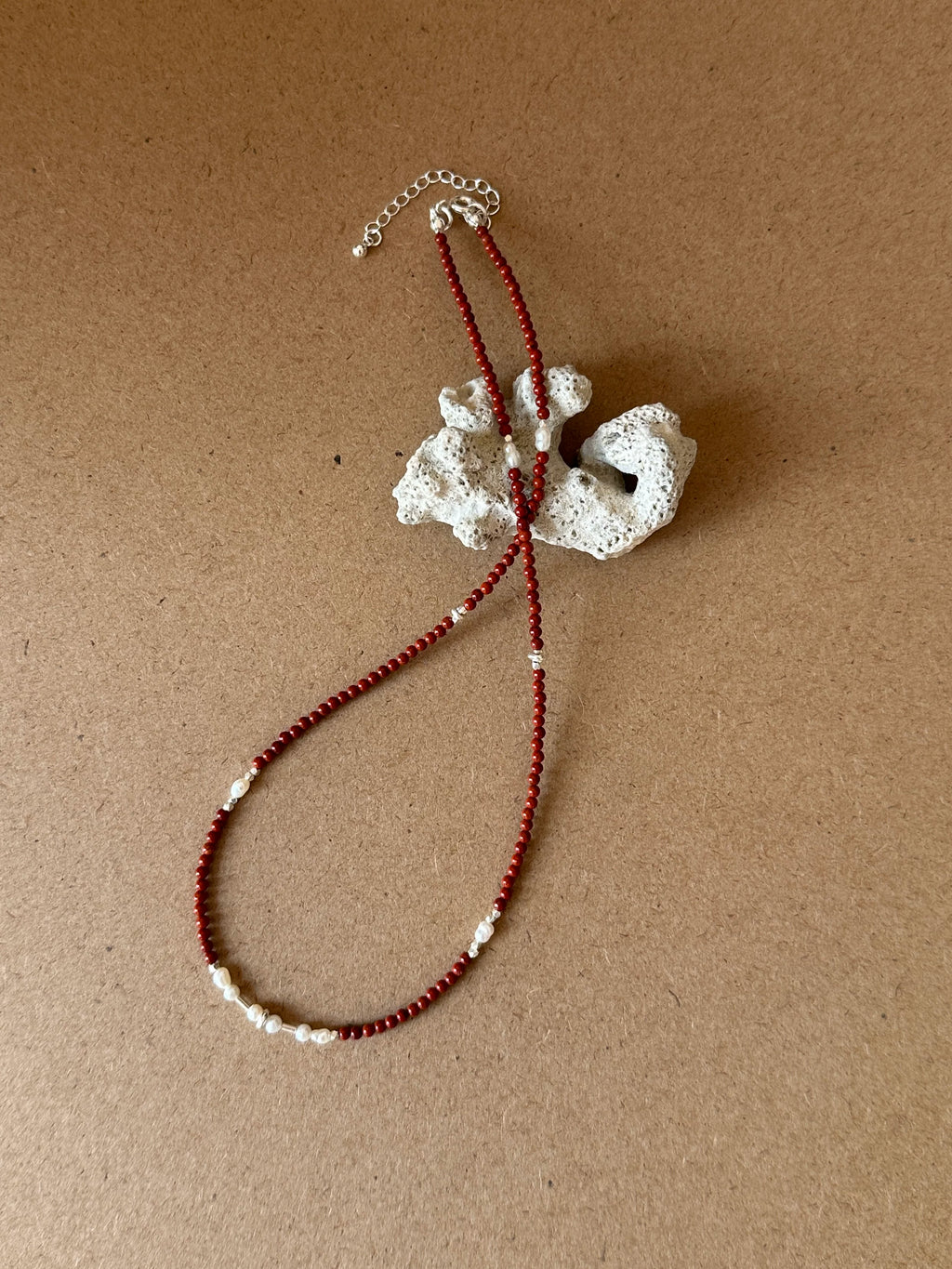 Vintage Red Stone Pearl Necklace - Lumivault