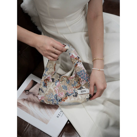Palace Style Sequin Velvet Handbag - Lumivault
