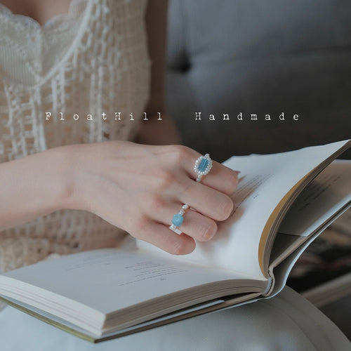 Blue Island Freshwater Pearl Beaded Elastic Ring,Lumivault.