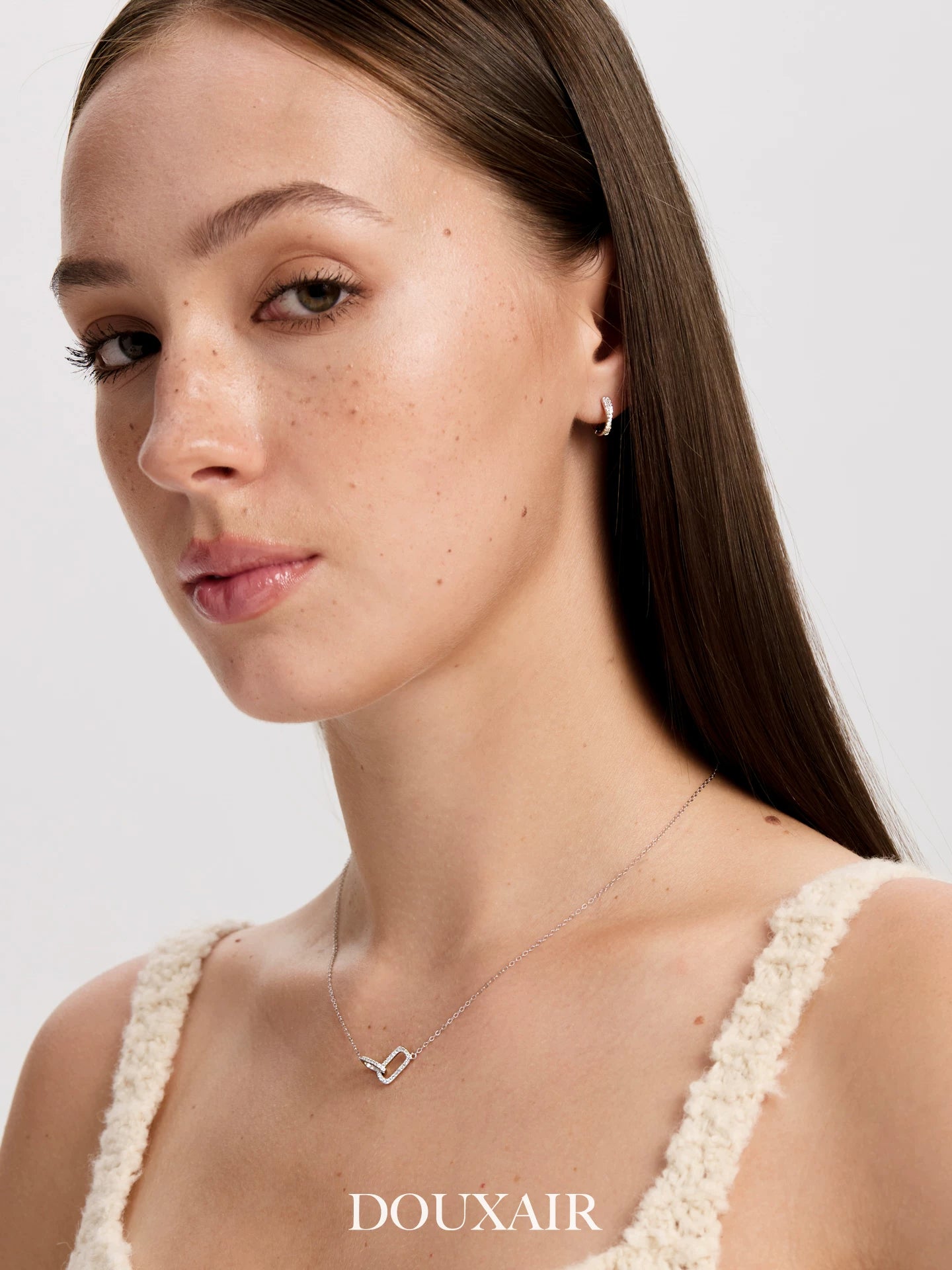 Crossover Zircon Silver Stud Earrings,Lumivault.
