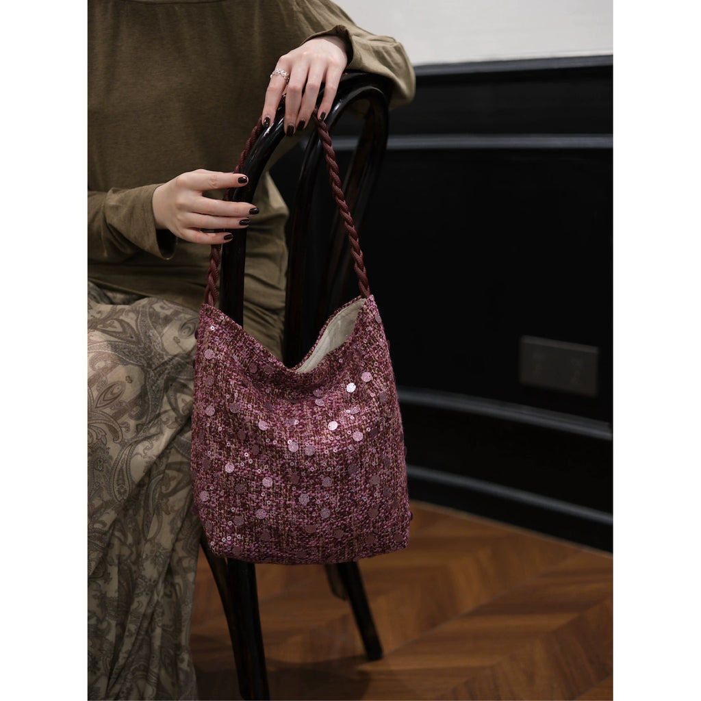 Elegant Pink Sequin Shoulder Bag - Lumivault