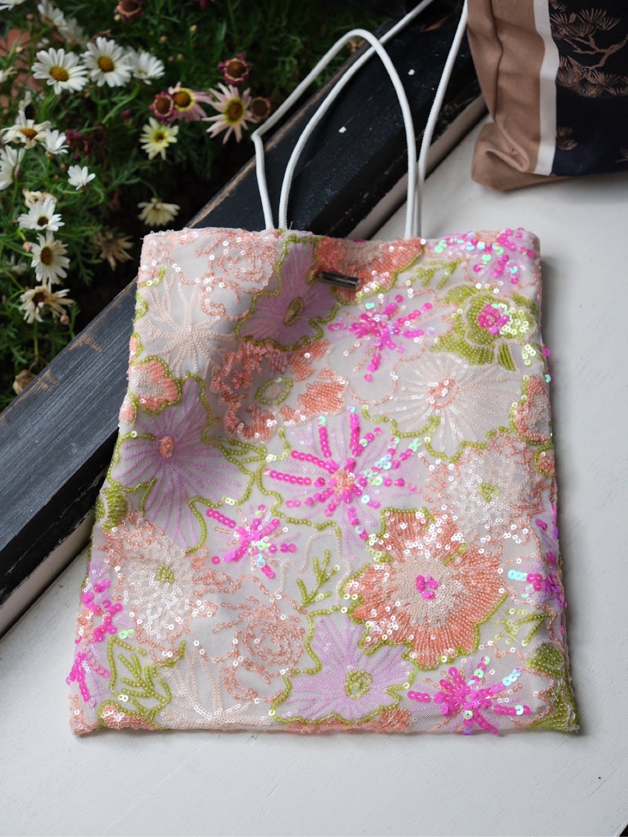 Monet Garden Lace Sequin Tote Bag - Lumivault