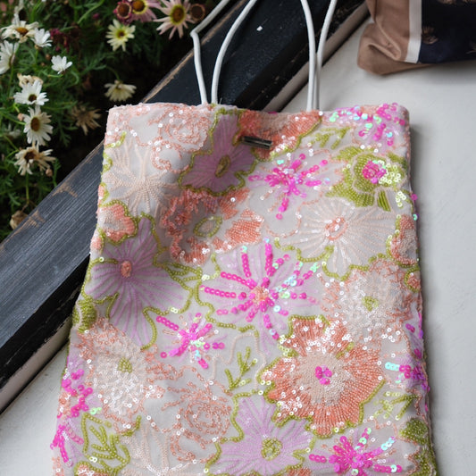 Monet Garden Lace Sequin Tote Bag - Lumivault