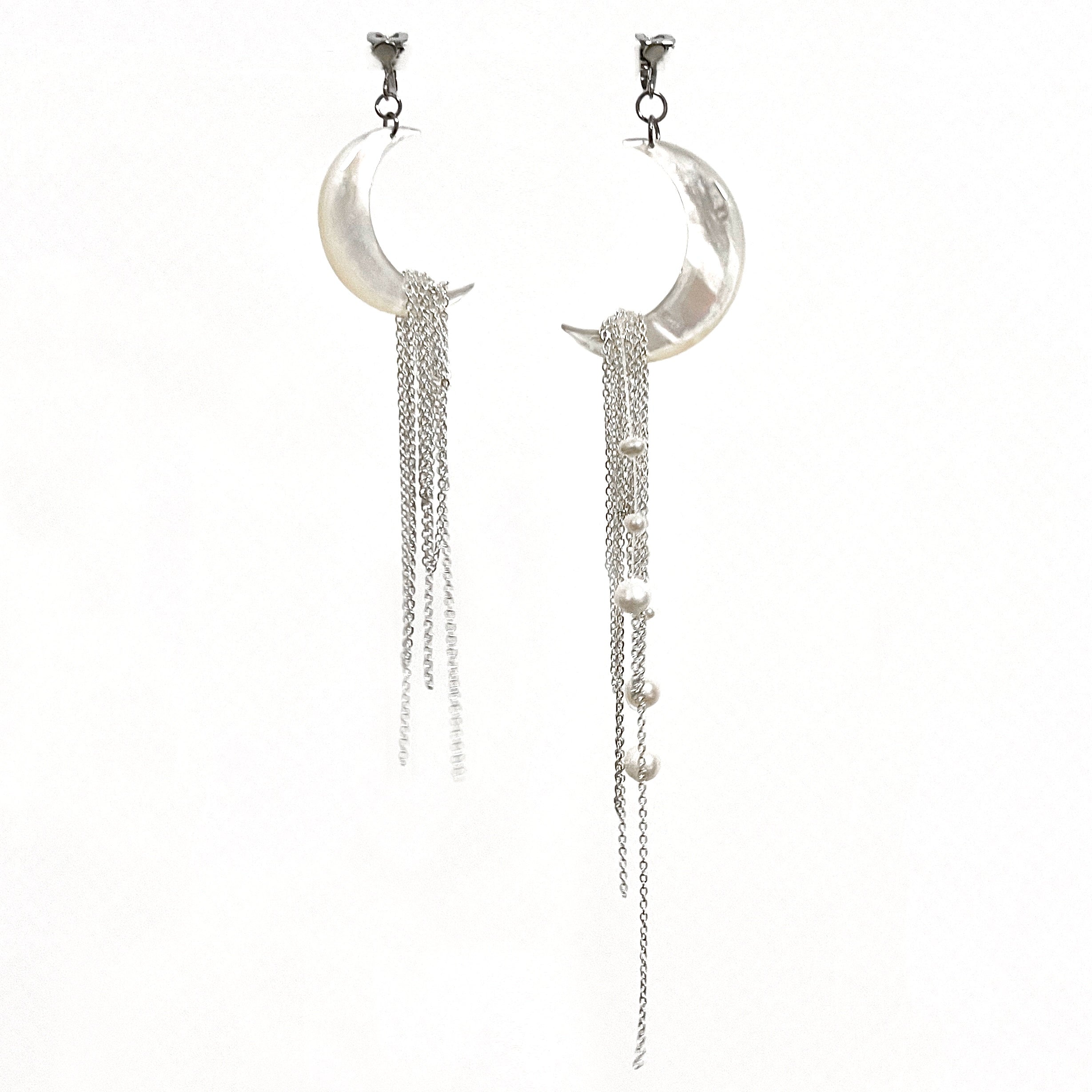 Moonlight Waterfall Freshwater Pearl Shell Earrings,Lumivault.