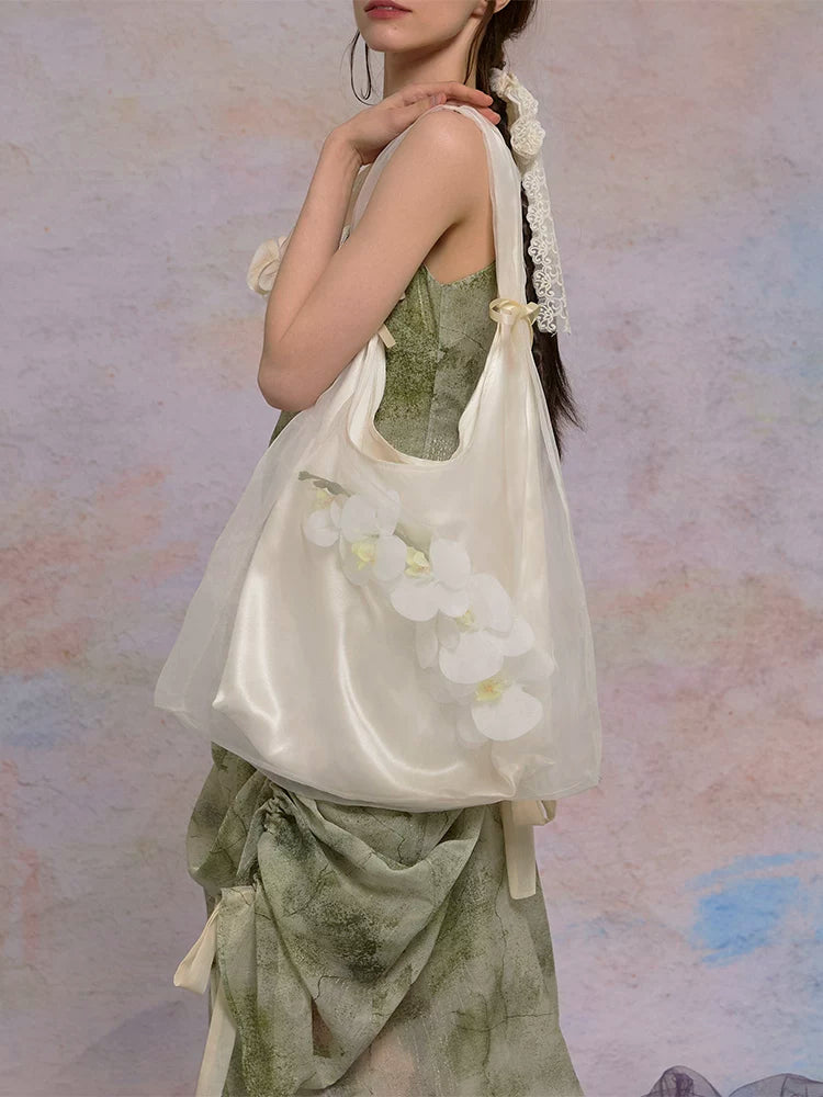 Ethereal Butterfly Orchid Organza Tote Bag - Lumivault