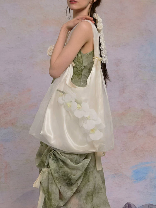 Ethereal Butterfly Orchid Organza Tote Bag - Lumivault