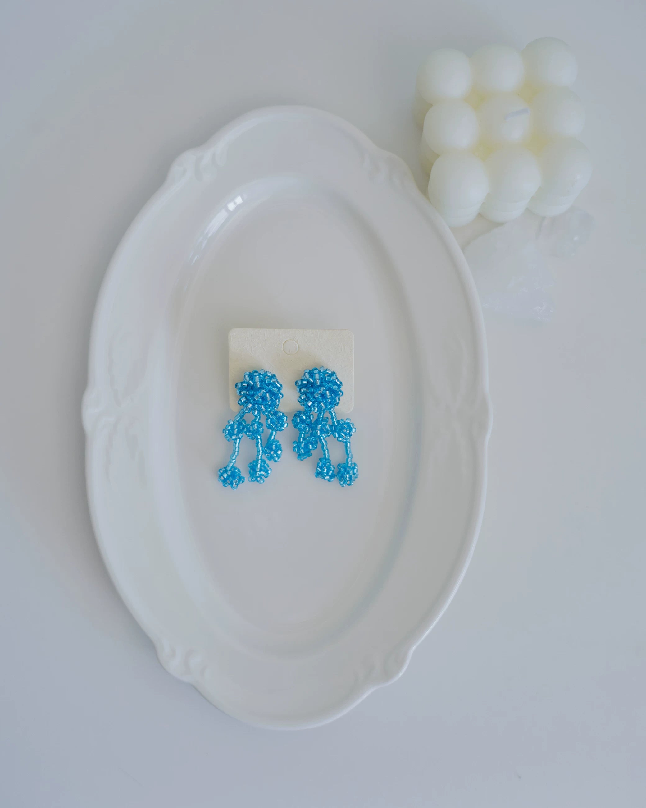 Chic Sapphire Blue Beaded Earrings