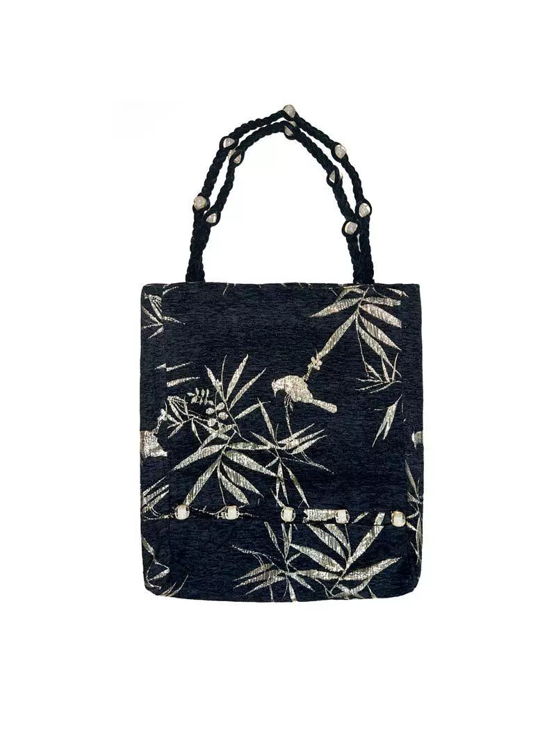 Vintage Velvet Gold Jacquard Tote - Lumivault