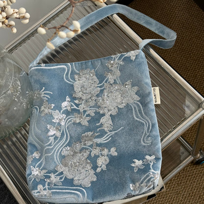 Elegant Sequin Velvet Floral Bag - Lumivault