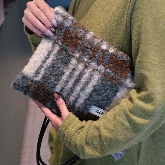 Vintage Plaid Wool Tote Bag - Lumivault