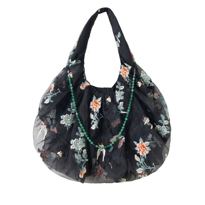 Spring and Summer Embroidery Organza Tote Bag - Lumivault