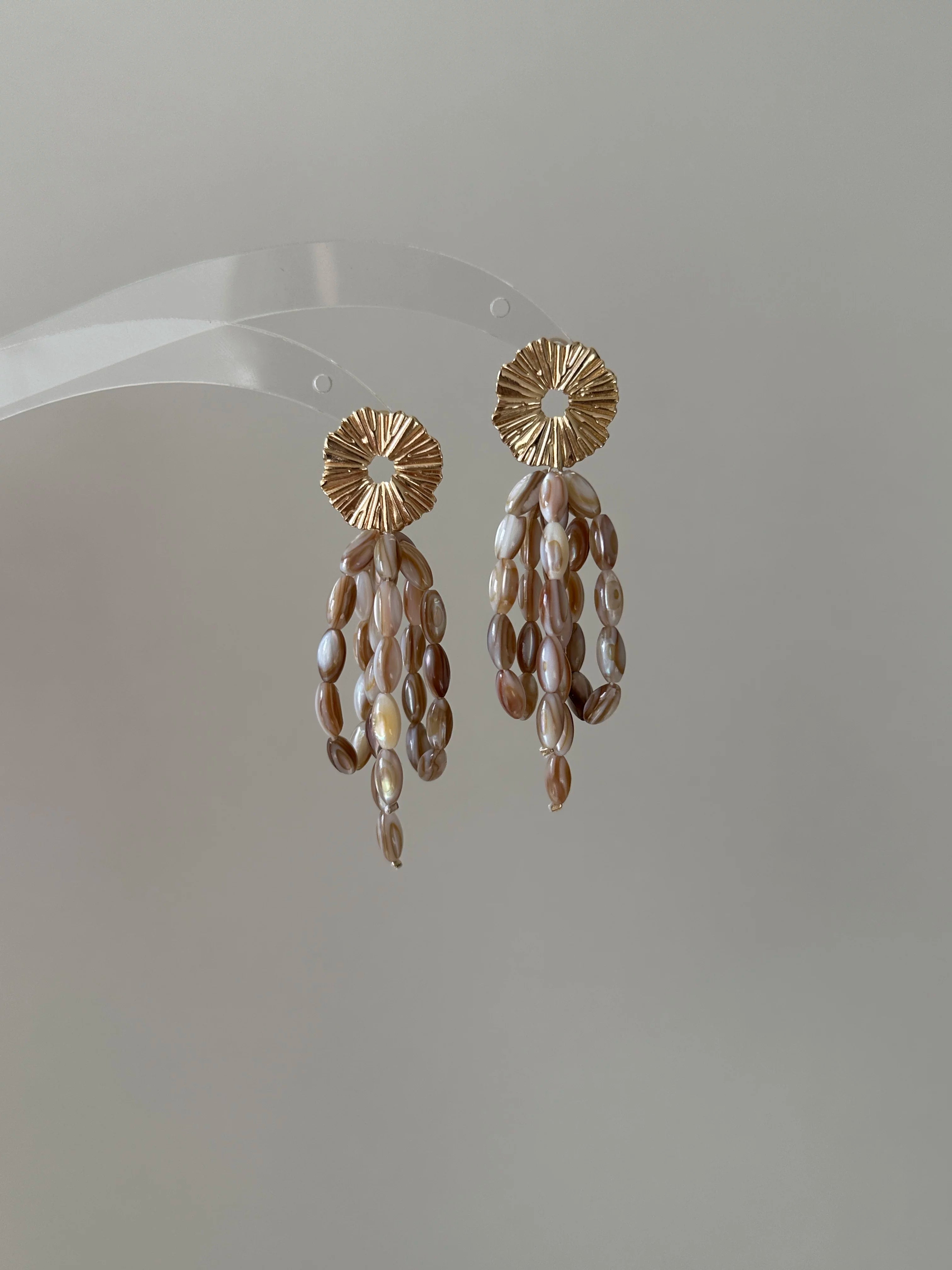 Bronze Mother of Pearl Tassel Earrings - Lumivault