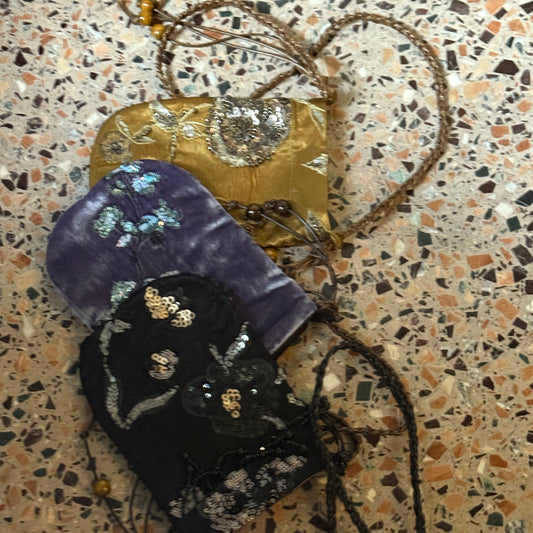 Artistic Embroidered Silk Crossbody Bag - Lumivault