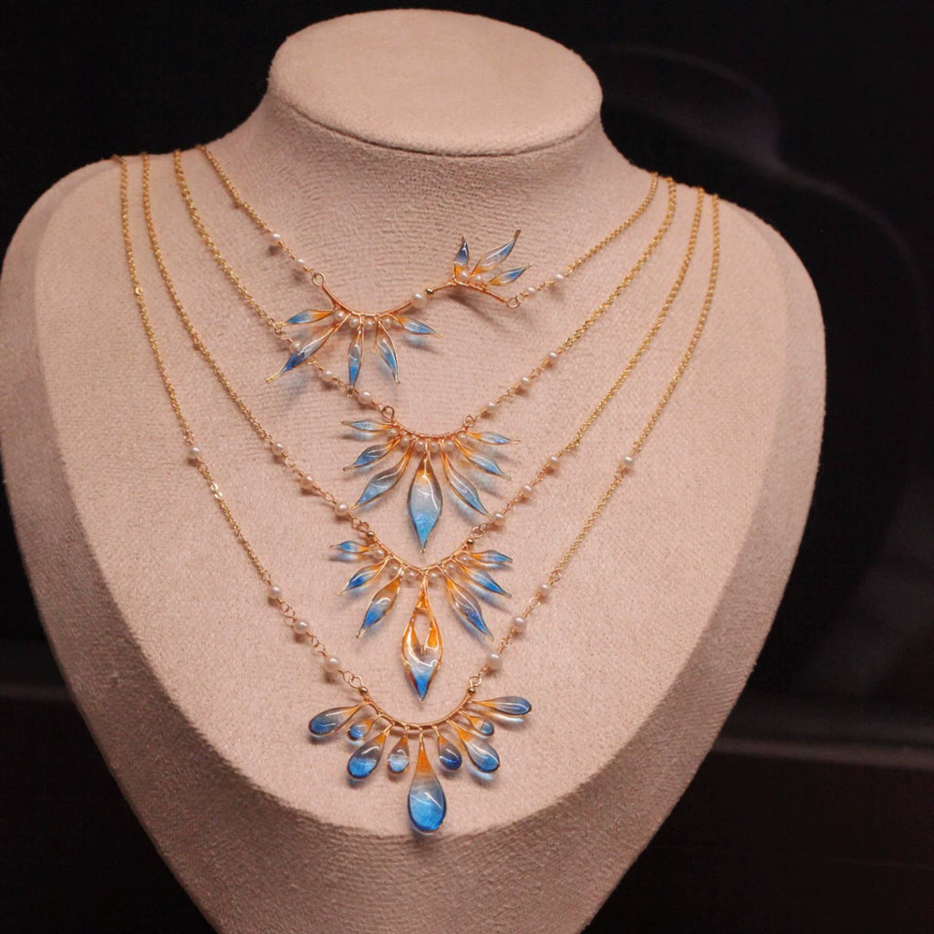 Blue Orange Sea Freshwater Pearl Necklace,Lumivault.