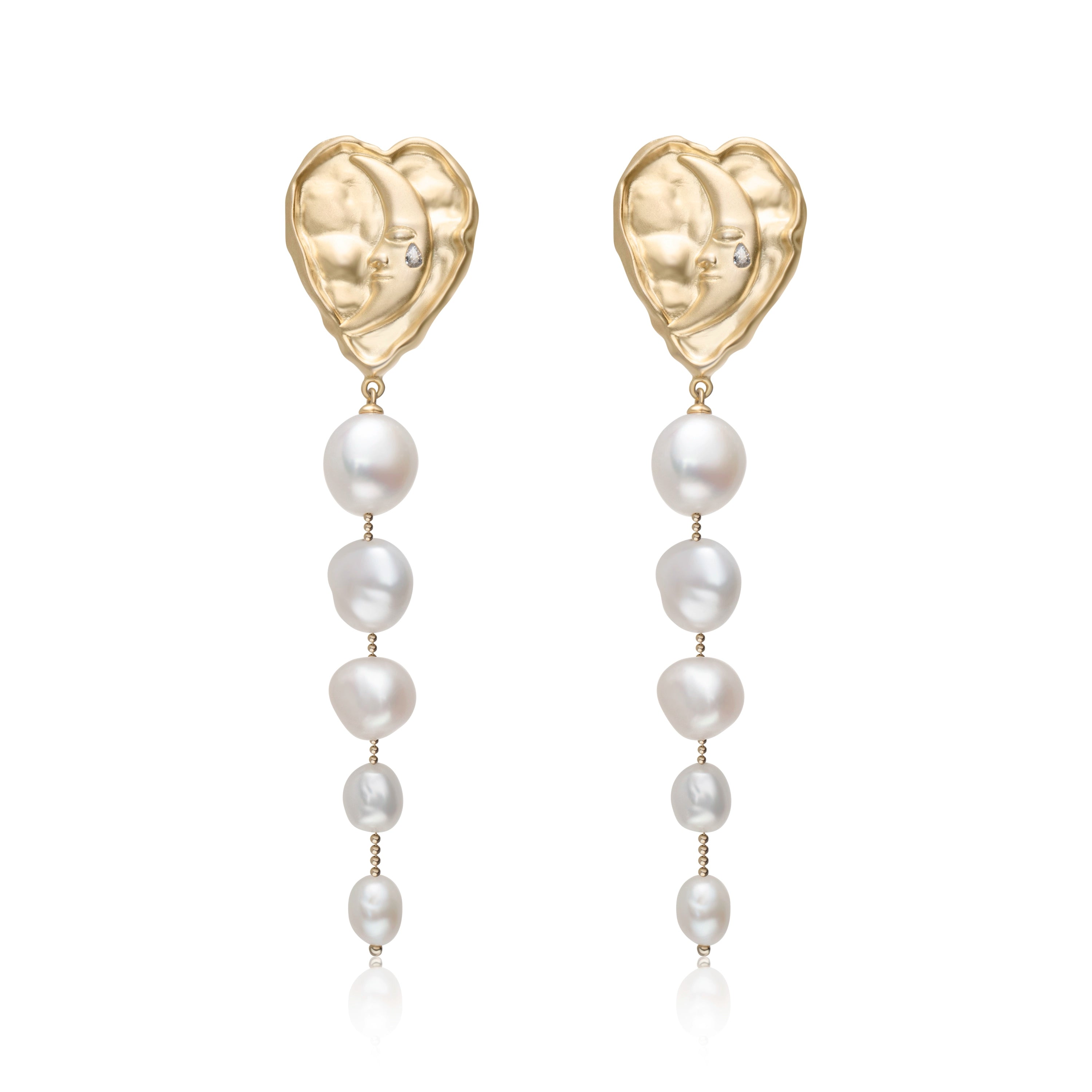 Lost in Echo Heart Pearl Earrings,Gold / S,Lumivault.